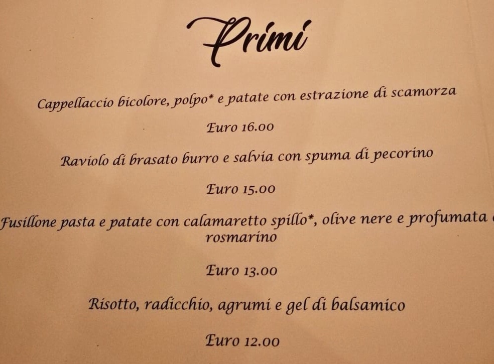 myda ristorante menu