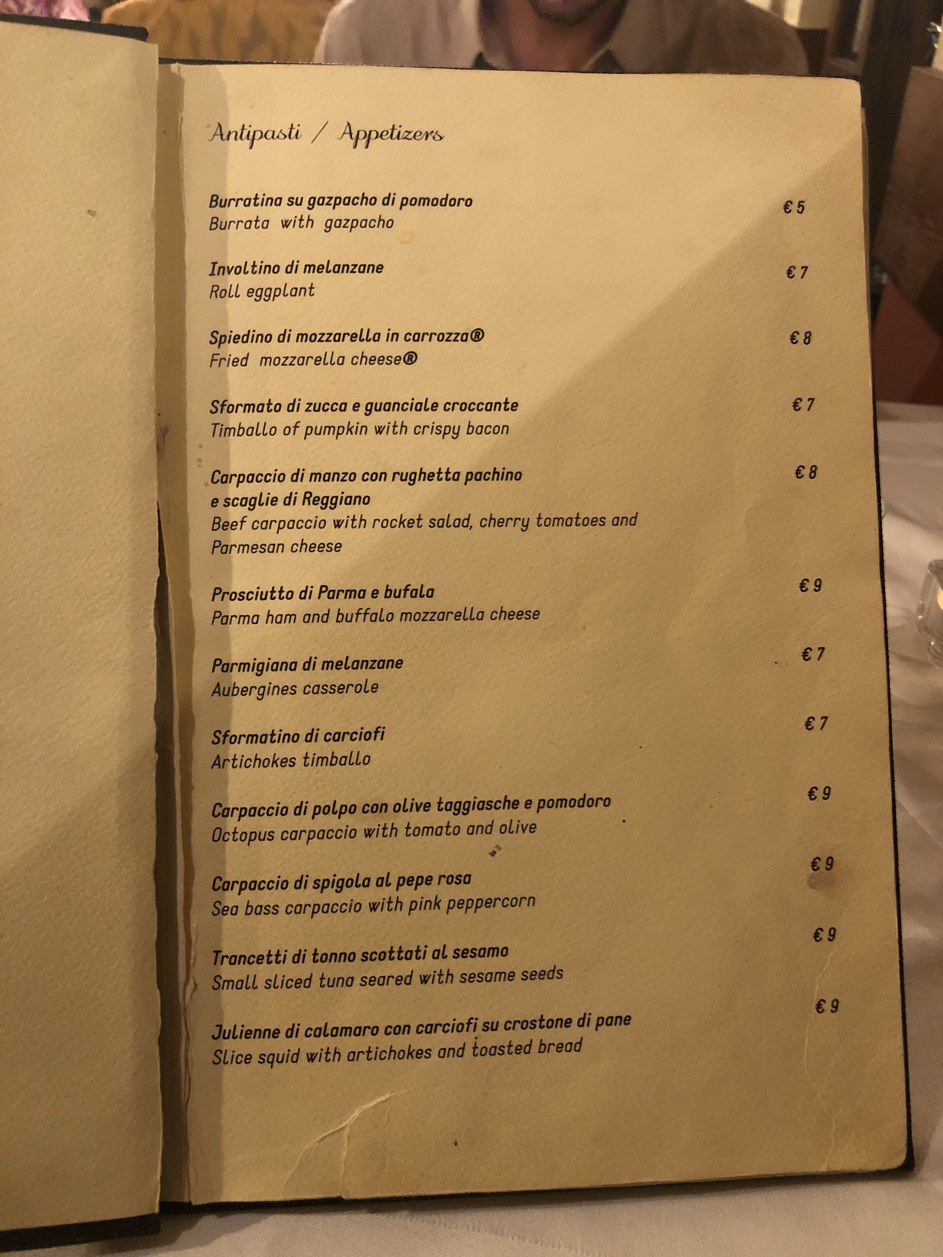 osteria degli amici menu 