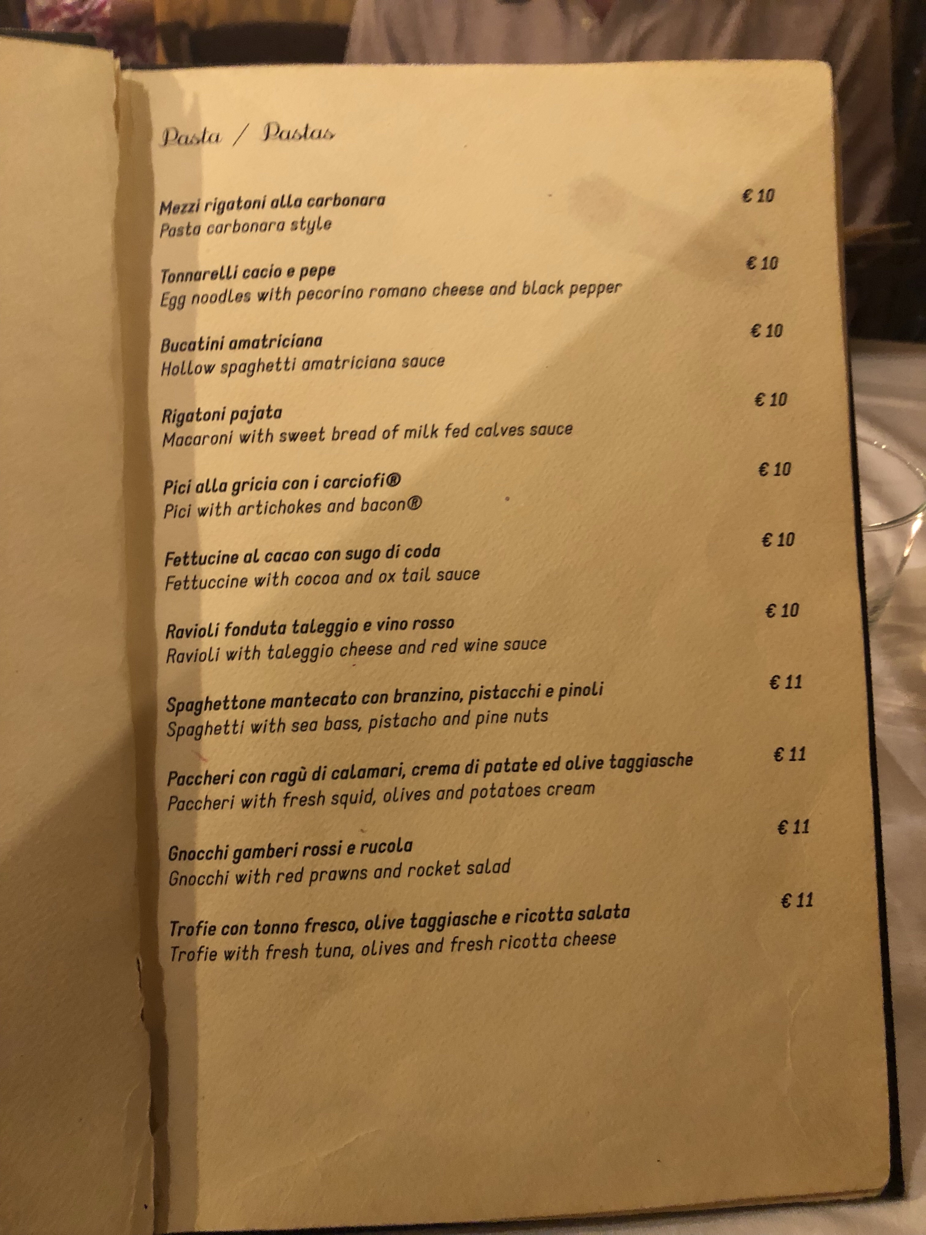 osteria degli amici ristorante menu