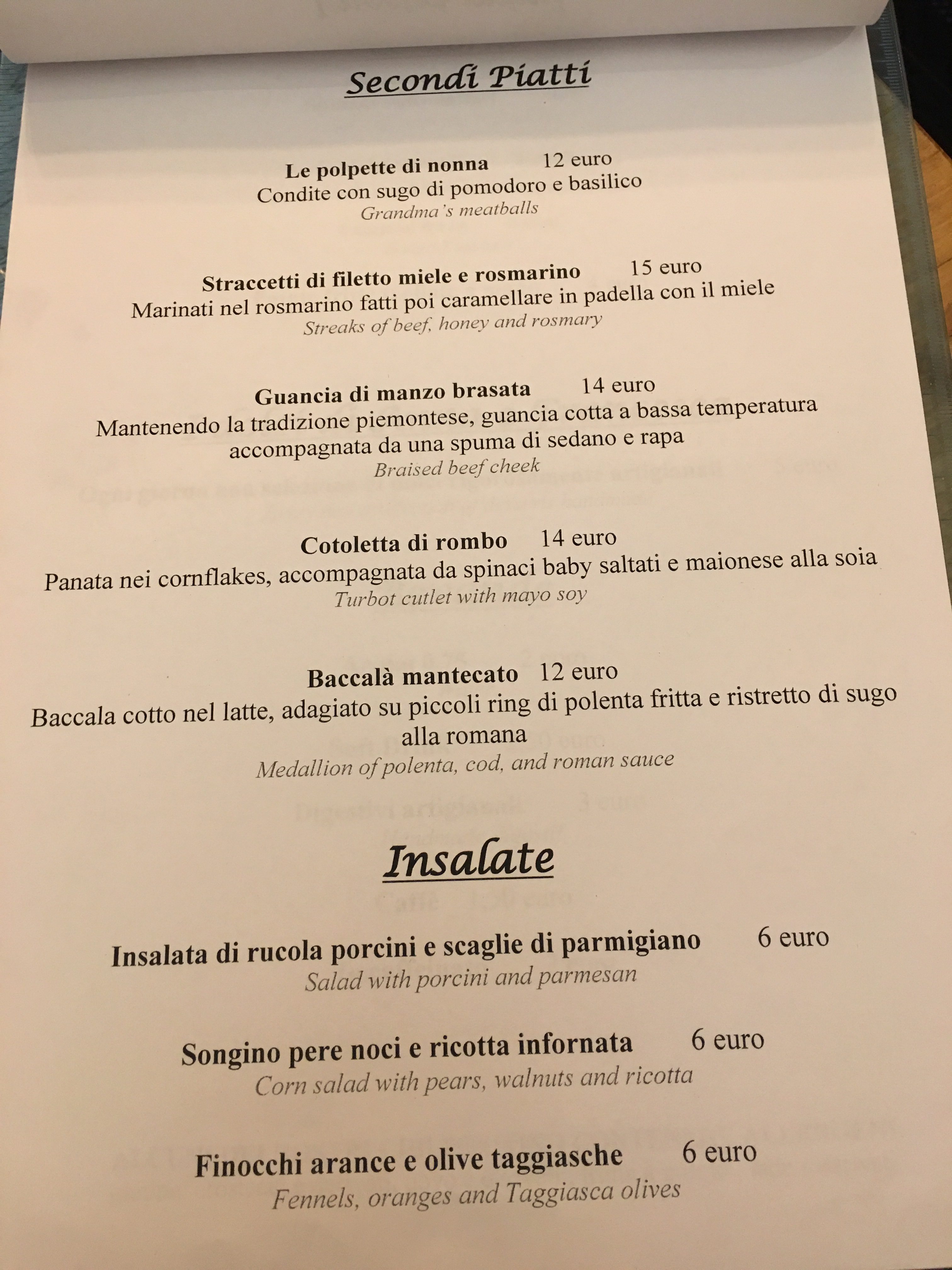 Menù Tiuni Osteria